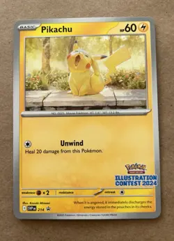 Pikachu SVP214 Illustration Contest 2024 Black Star Promo Pokemon NM B - Image 1