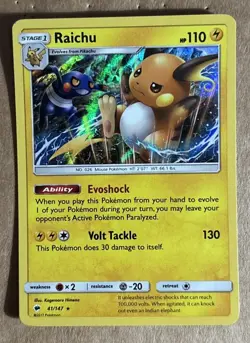 Pokemon Raichu Holo SM Burning Shadows 41/147 Sun & Moon - Image 1