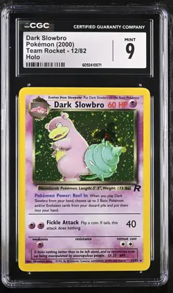 CGC 9 MINT Dark Slowbro 2000 Team Rocket 12/82 Holo SWIRL Pokemon Card - Image 1