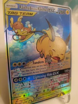 **Display Ca**Highest Quality,Raichu&Alolan Tagteam,Textured Holo,"Display-card" - Image 2