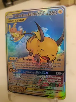 **Display Ca**Highest Quality,Raichu&Alolan Tagteam,Textured Holo,"Display-card" - Image 3