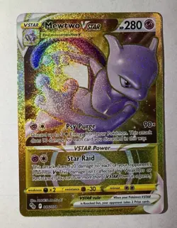 Pokemon Go Gold Mewtwo VSTAR Holo Ultra Rare Card 086/078 Pokemon TCG - Image 1