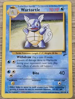 Pokemon TCG Wartortle # 63/130 Base Set 2 Unlimited Uncommon Card 99 - 00 Lp-Nm - Image 1