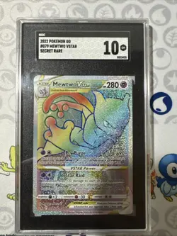 Pokemon Mewtwo VSTAR Rainbow Secret Rare Card 079/078 Pokemon Go CGC 10 Gem Mint - Image 1