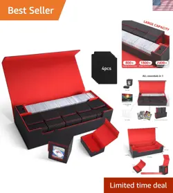 MTG Card Storage Box TCG Deck Case Holds Fits 5 Windows Decks Card Box Or 180... - Image 1