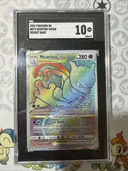 Pokemon Mewtwo VSTAR Rainbow Secret Rare Card 079/078 Pokemon Go CGC 10 Gem Mint - Image 1