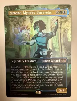 Zimone, Mystery Unraveler 0008 Foil Mythic Borderless Duskmourn MTG Near Mint - Image 1
