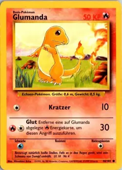 Base Set Pokemon TCG Glumanda (Charmander) German Language Common 46/102 - Image 1