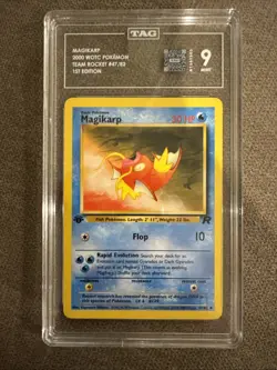 Magikarp 2000 WOTC Pokemon Team Rocket #47/82 1st Edition Mint TAG 9 - Image 1