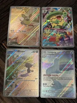 4x POKEMON PHANTASMAL FLAMES DEWGONG LUDICOLO WOOPER YAMPER ART ILLUSTRATION - Image 1