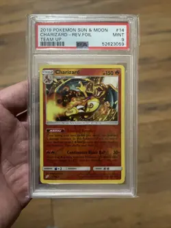 2019 Pokemon Team Up #14 Charizard Rev Foil PSA 9 - Image 1