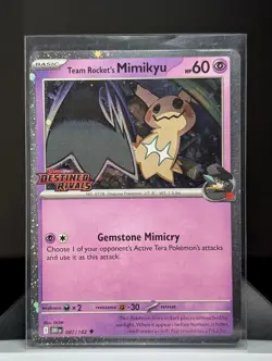 Pokemon Team Rocket's Mimikyu 087/182 Destined Rivals Prerelease STAMPED NM - Image 1