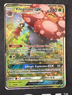 2019 POKEMON VILEPLUME GX 4/236 -COSMIC ECLIPSE -RARE-HOLO - NM - Image 1