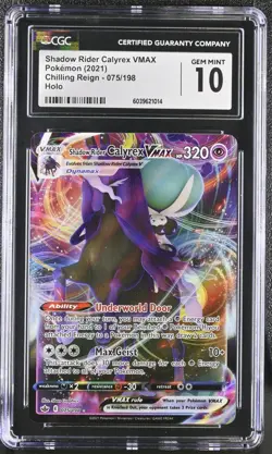 Pokemon English Shadow Rider Calyrex VMAX 075/198 2021 Chilling Reign CGC 10 Gem - Image 1