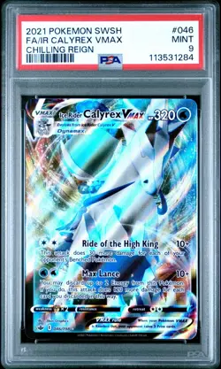 2021 POKEMON SWSH CHILLING REIGN #046 FULL ART ICE RIDER CALYREX VMAX PSA 9 MINT - Image 1