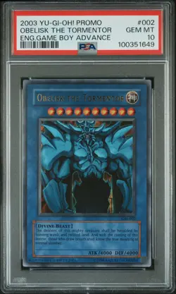 2003 YU-GI-OH! PROMO ENGLISH GAME BOY ADVANCE #002 OBELISK THE TORMENTOR PSA 10 - Image 1