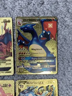 Set of 4 Pokemon Charizard Gold Foil Fan Art Display Cards NM - Image 3