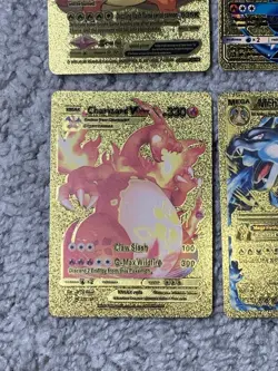 Set of 4 Pokemon Charizard Gold Foil Fan Art Display Cards NM - Image 4