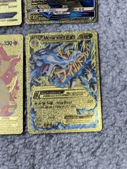 Set of 4 Pokemon Charizard Gold Foil Fan Art Display Cards NM - Image 5