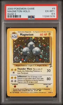 Magneton 2000 Holo SWIRL Base Set 2 9/130 Holo SWIRL Pokemon Card psa 6.5 - Image 1