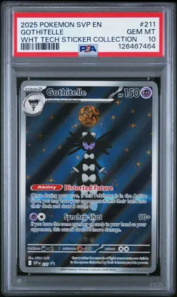 2025 POKEMON PROMO WHITE FLARE TECH STICKER COLLECTION #211 GOTHITELLE PSA 10 - Image 1
