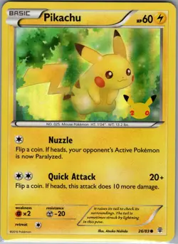 Pikachu 26/83 Common - Pokemon Generations (20th Anniversary Stamp) - Holo (NM) - Image 1