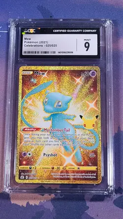 Pokemon TCG Mew 25/25 Celebrations 2021 Gold Full Art CGC 9 - Image 1