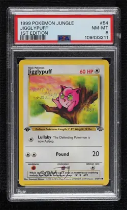 Jigglypuff 1st Ed. Pokemon Jungle PSA 8 1999 - Image 1