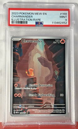 2023 POKEMON MEW EN-151 ILLUSTRATION RARE #168 CHARMANDER PSA 9 - Image 1