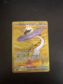 Heavily Played, English Pokemon Holo Raging Bolt ex - 218/162 - Hyper Rare SV - - Image 1