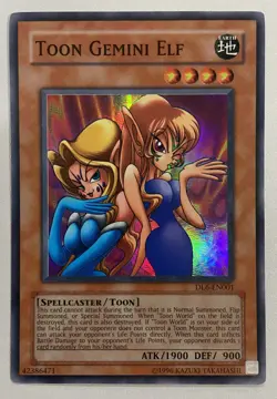 YuGiOh Toon Gemini Elf DL6-EN001 Duelist League Super Rare LP - Image 1