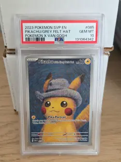 Pokemon Pikachu with Grey Felt Hat Van Gogh Full Art Promo SVP EN 085 PSA 10 - Image 1
