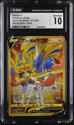 ZACIAN V Sword & Shield Holo Secret Rare #211 CGC 10 Pokemon [Nostalgium] - Image 1