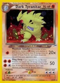 Heavily Played Dark Tyranitar - 11/105 - Holo Rare - Unlimited Edition Pokemon N - Image 1