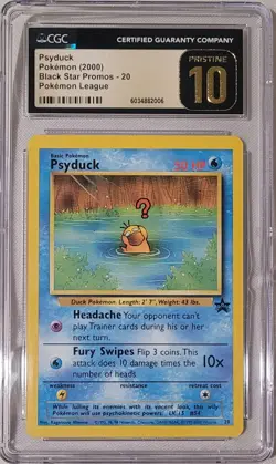 2000 Pokemon Psyduck Black Star Promo WotC 20 CGC PRISTINE 10 Pkmn League - Image 1