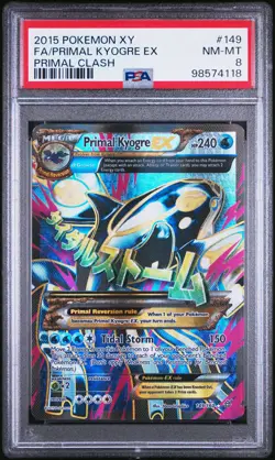 Pokemon XY Primal Clash Primal Kyogre EX 149/160 Full Art Ultra Rare Holo PSA 8 - Image 1