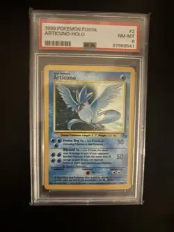 Pokemon TCG 1999 Fossil Articuno Holo Rare Unlimited PSA 8 - Image 1