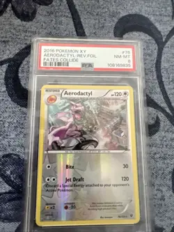 2016 POKEMON XY FATES COLLIDE #76 AERODACTYL-REVERSE FOIL PSA 8 - Image 1