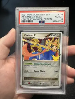 2021 Pokemon Zacian LV. X SWSH135 Black StarPromo Holo Celebrations Card PSA 8 - Image 1