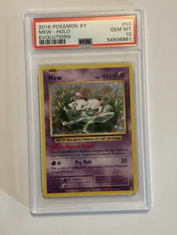 2016 Pokemon XY Evolutions Mew Holo Card 53/108 PSA 10 - Image 1