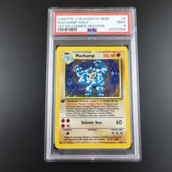 PSA 9 Machamp 8/102 Base Set 2 Player CD Cosmos Holo Rare Graded Pokemon Card - Image 1