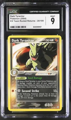 CGC 9 MINT Dark Tyranitar 2004 EX Team Rocket Returns 20/109 Pokemon Card - Image 1