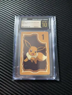 CGC 10 PRISTINE Pokemon Korean Eevee #1 Paper Safari Poker Playing Card - Image 1