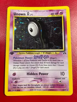 Unown [A] 14/75 Neo Discovery Holo First Edition Pokemon Card - Image 1