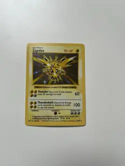 1999 WOTC Pokemon Base Set Shadowless Zapdos 16/102 Holo Card (MP) - Image 1