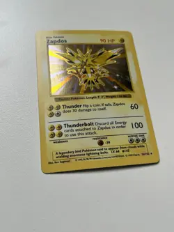 1999 WOTC Pokemon Base Set Shadowless Zapdos 16/102 Holo Card (MP) - Image 2