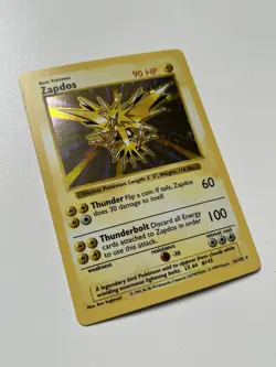 1999 WOTC Pokemon Base Set Shadowless Zapdos 16/102 Holo Card (MP) - Image 3