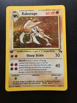 Pokemon TCG Kabutops Fossil 9/62 Holo Rare 1st Edition LP-MP - Image 1