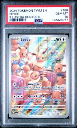 2024 POKEMON TWM EN-TWILIGHT MASQUERADE ILLUSTRATION RARE #188 EEVEE PSA 10 - Image 1