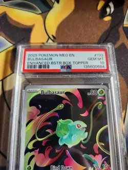PSA 10 - Bulbasaur 133/132 Stamped Box Topper Promo Pokemon TCG Mega Evolution - Image 2